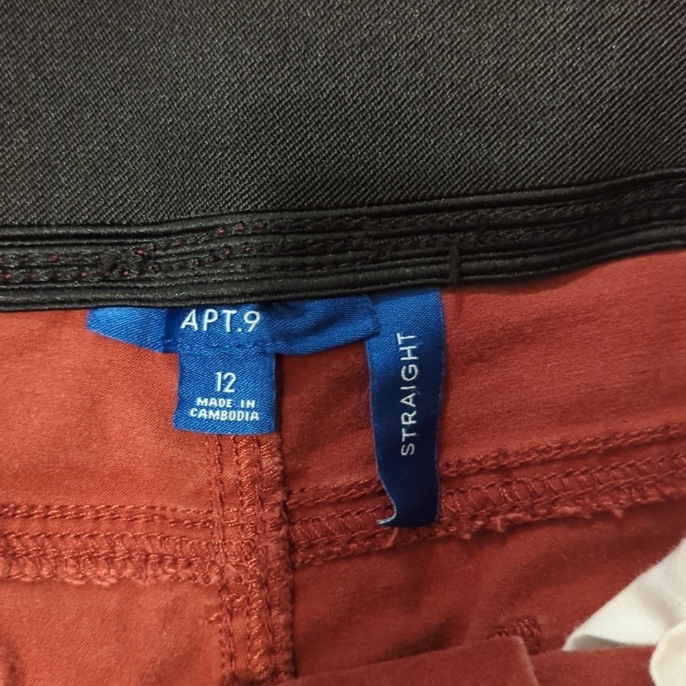 Apt. 9 Straight Leg Elastic Waist Pant Soft and Stretchy Rust colored Size 12 - Picture 3 of 8